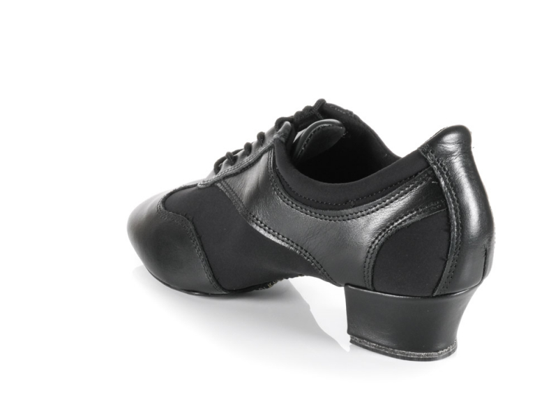 Diamant Scarpe Da Ballo Donna Con Tacco Cubano 3,7 Cm - Modello VarioSpin In Glitter Nero - Suola Per Parquet - Made In Germany